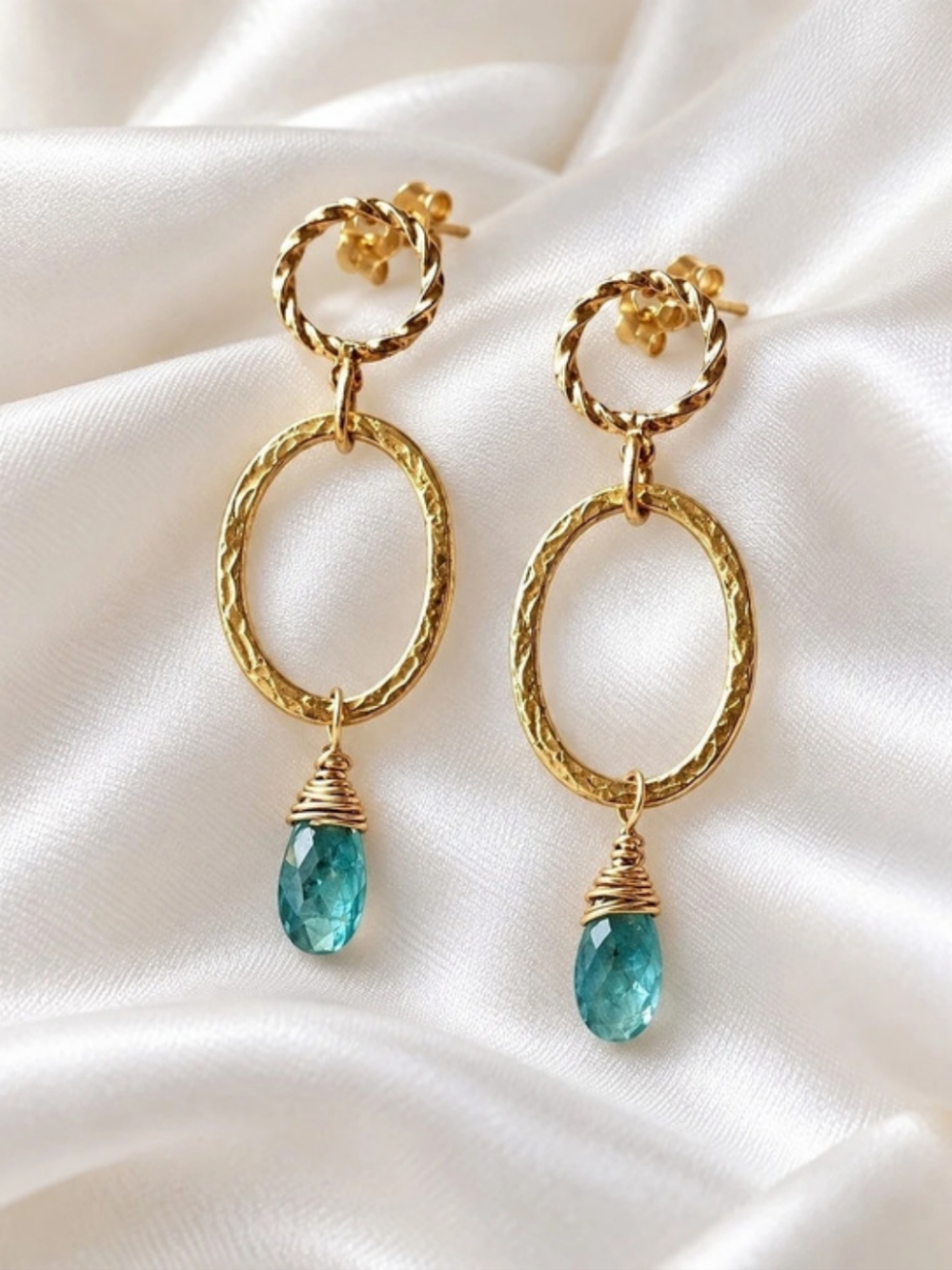 Drop Earrings in Gold & Blue New